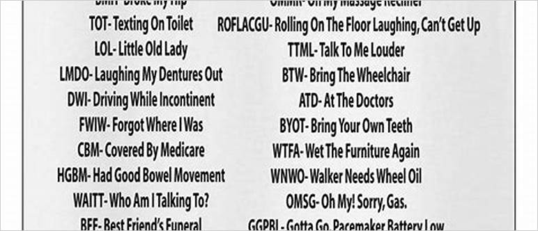 Old peoples text abbreviations